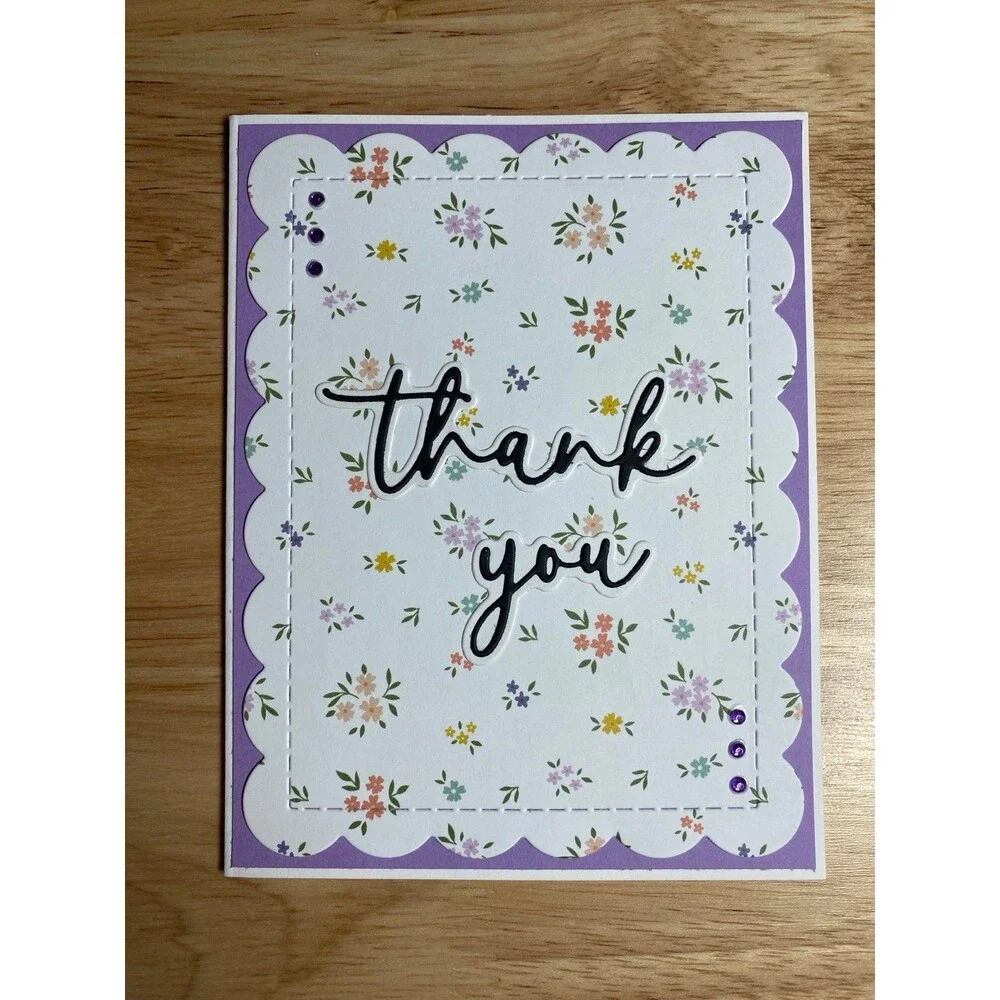 Handmade Thank You Greeting Card Blank Inside A2 – Elegant Appreciation